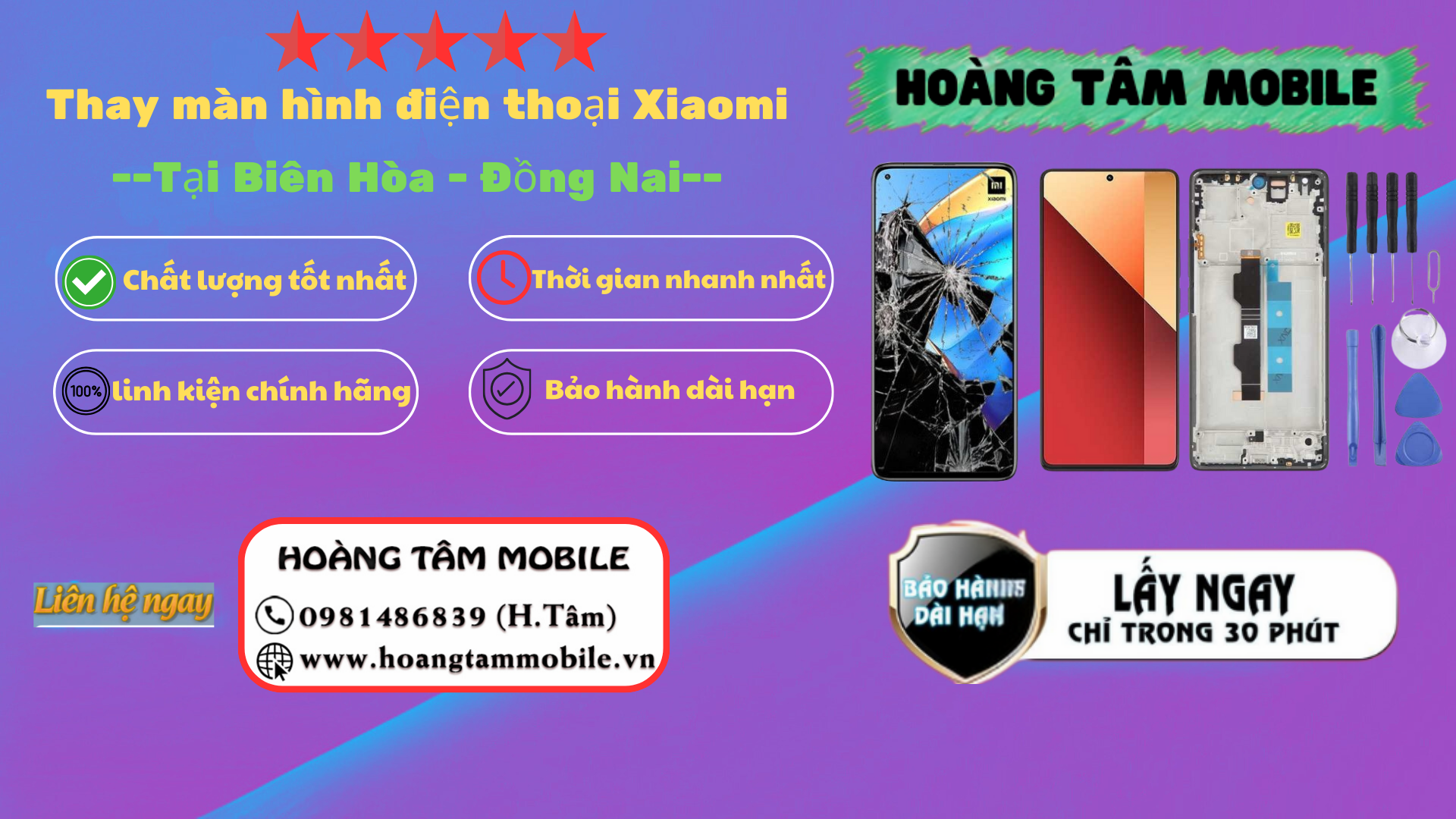 Thay màn hình điện thoại xiaomi lấy liền tại biên hòa đồng nai